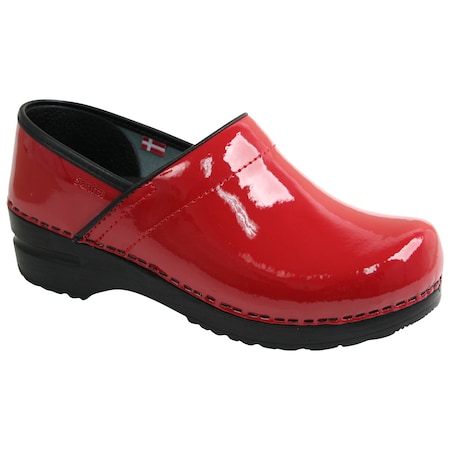 PROFESSIONAL Patent Leather Wide Women's Closed Back Clog In Red, Size 8.5-9, PR